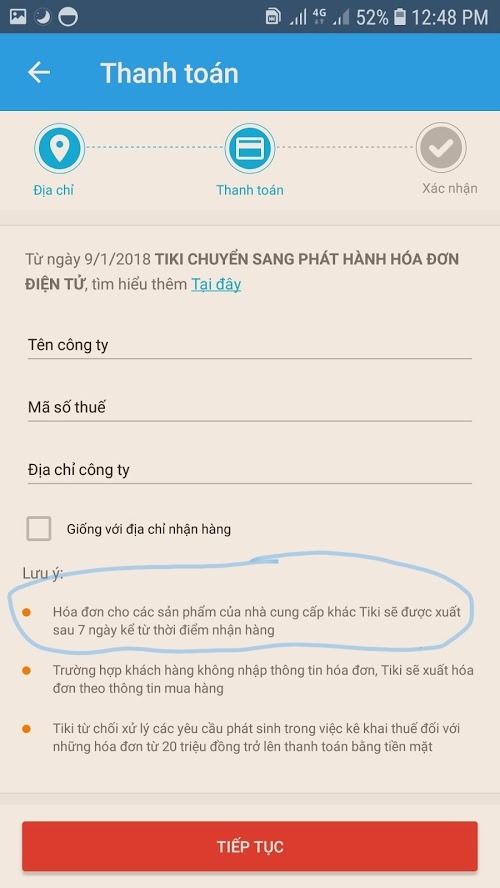 Sau khi nhận hàng ngày 29/7 trên hệ thống bán hàng thông báo nhận hóa đơn sau 7 ngày, sau 7 ngày liên hệ lại với TiKi nhưng được thông báo sau 14 ngày. Sau 14 ngày tôi chưa nhận được hóa đơn VAT của sản phẩm đèn chiếu sáng khẩn cấp Kentom KT750. Vậy bằng thông báo này đề nghị KiTi có hướng giải quyết.