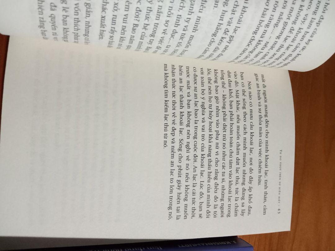 Cuốn này với mình rất hay, mình đã đọc đi đọc lại chục lần, mình như cảm nhận được năng lượng của thầy trong đó, mình đã mua 7 cuốn cùng tác giả, nhưng mình thấy chỉ nên mua hai cuốn là cuốn này và tự do đầu tiên và cuối cung, vì các cuốn khác chỉ tổng hợp bài nói chuyện, có khi còn ngắt ra chấm chấm chấm, đọc rất khó chịu và mình không cảm nhận được con người của tác giả, nó chỉ là những mảnh rời rạc.