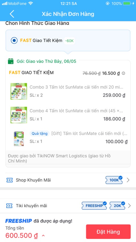 Mua 599k dc tặng 1b tã, mua 699k bớt dc 100k.

Tôi mua đơn 700k chốt đơn thì chỉ dc bớt 100k thôi, ko dc tặng 1b tã ☹️ 
Lúc chọn vẫn thấy 1b tã tặng ở trong giỏ hàng, chốt đơn xong xem lại ko thấy, thời gian chênh lệch 15” thôi. (Mua thêm chai srm mà thành ra vậy🤦‍♀️)
12 giờ đêm lọ mọ săn sale mà kết quả như vậy quá thất vọng, riết rồi ko biết tiki khuyến khích khách hàng phải tối hôm mua hàng, ban ngày để ngủ quá🙃🙃