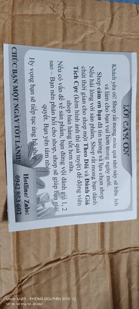 Cám ơn đơn vị cung cấp hàng.  Mặt dù hàng ko giá trị là mấy. Nhưng cách chăm sóc quan tâm khách hàng rất OK.  Hàng đẹp