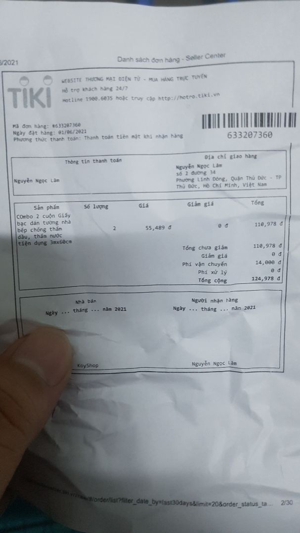 mình đặt mua số lượng là 2 vậy tổng số mình nhận đc phải là 4 cuộn 3mx60cm chứ sao chỉ có  2 cuộn, combo 2 cuộn là *** đảo à