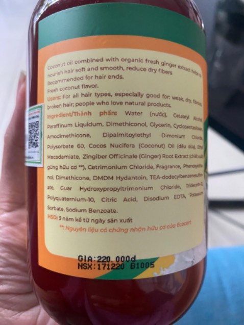 Dầu xả ngày sx 17/12/2020, không biết có sắp hết date không (theo dầu gội thì hạn sử dụng là 3 năm, dầu gội thì ok)