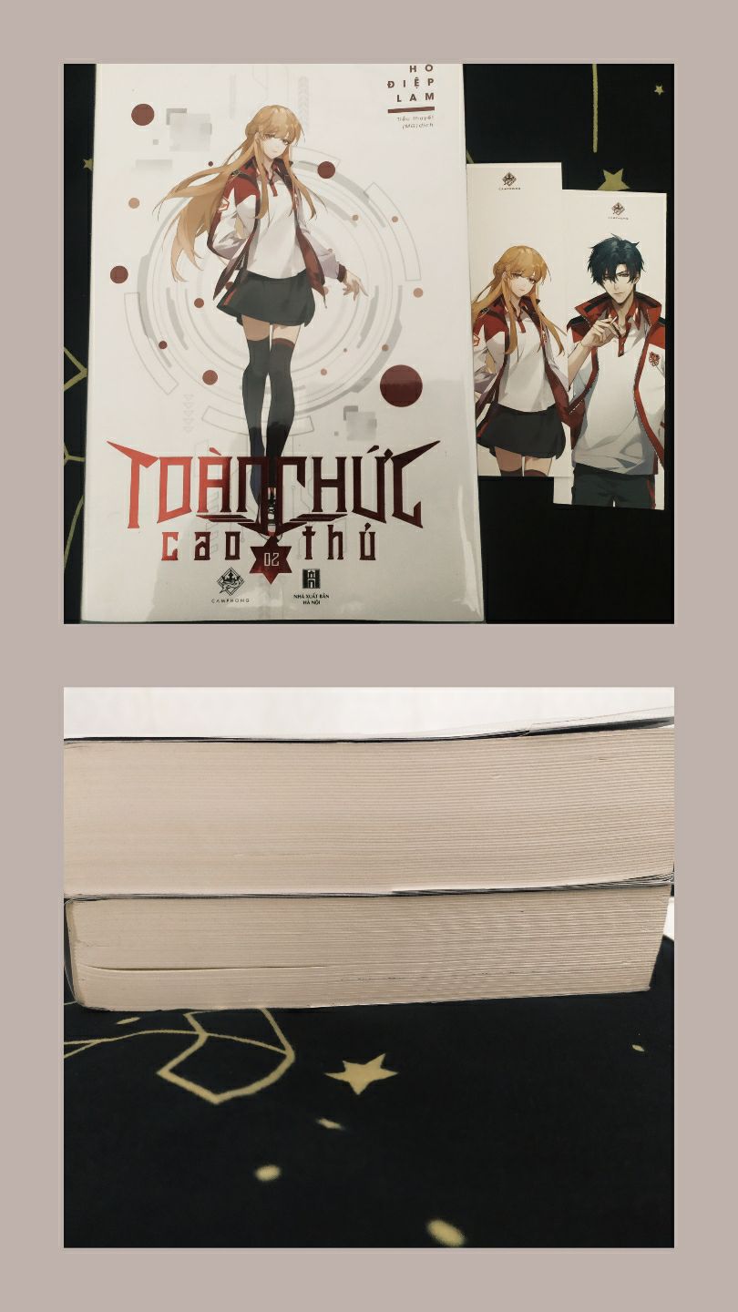 Đặt về cũng hơi bất ngờ vì q2 này dày hơn q1 nữa, đọc sướng luôn. Sách của Cẩm Phong không bao giờ làm mình thất vọng, bìa sách đẹp, bookmark rất dày và đặc biệt là mình rất thích chất giấy nữa. Chỉ có điều là mình không thích bản dịch này lắm, nhưng mà thôi dù sao mình mua chủ yếu cũng để sưu tầm. Còn về bên tiki thì lần này làm ẩu quá, bọc sách ép phần trên xong phần dưới bỏ luôn không thèm ép, nhìn bực lắm luôn. Nhưng vì thích bộ này quá, không nỡ đánh giá thấp nên thôi vẫn giữ nguyên 5*. Mong tiki sau này làm việc cẩn thận hơn.