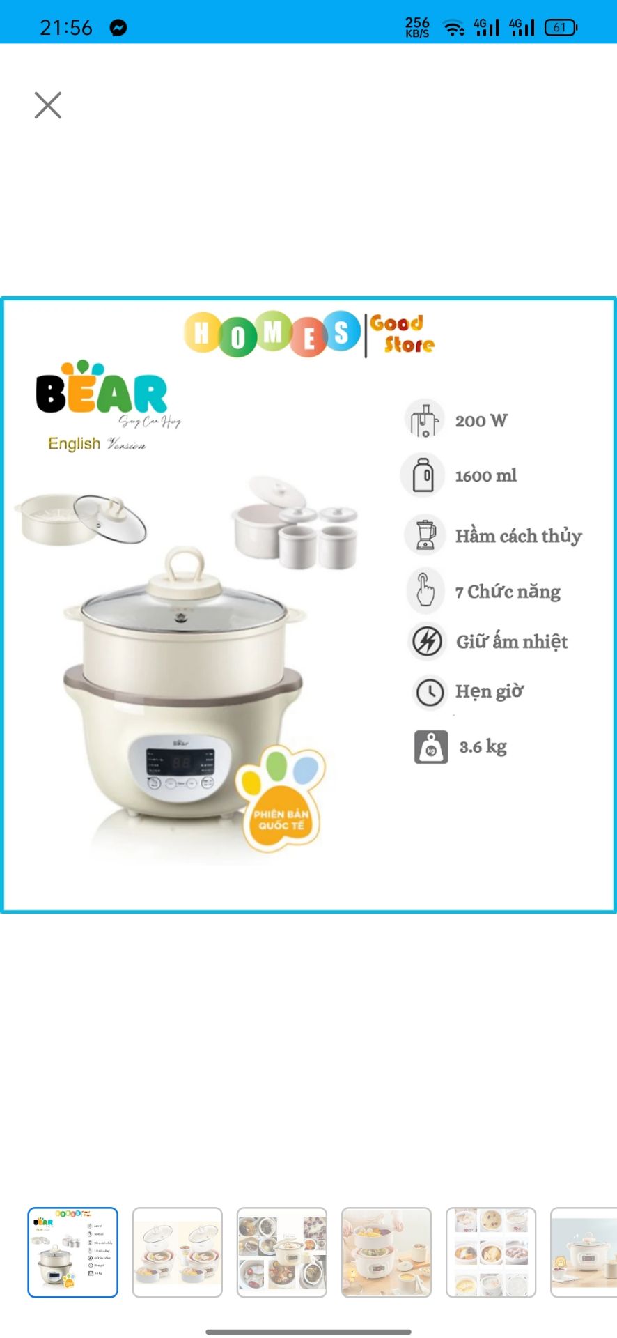 nồi chắc chắn, giao hàng nhanh, nồi nhỏ nhỏ xinh xinh đủ nấu cháo cho 2 bé ăn. vỏ nồi bằng nhựa nên cũng không biết có bền hay không còn ruột thì bằng sứ giữ nhiệt tốt. hình dáng đẹp, bắt mắt, nồi có 1 chõ để hấp đồ ăn và 2 thố sứ rất tiện lợi, có phiếu bải hành 12 tháng, nên mua nhé mn.