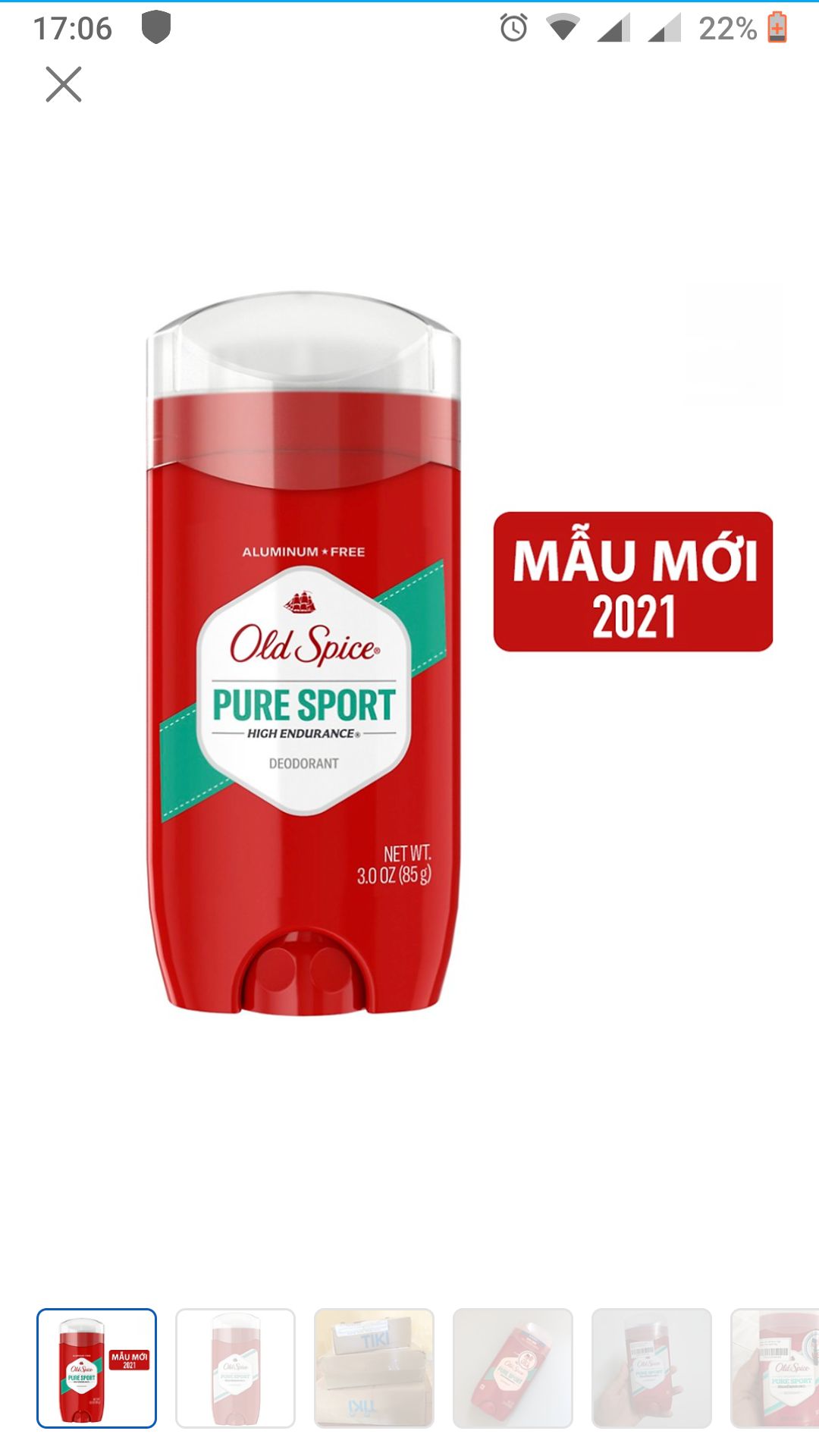 Mẫu mới 2021 nhưng ngày sản xuất là vào tháng 10/2020???
Mình luôn tin dùng Sáp khử mùi Old Spice dòng Pure Sport này. Vì mùi thơm, giữ mùi lâu, ngăn mùi hiệu quả, mau khô, sài rất lâu hết, và đặc biệt không gây ố vào nách áo.