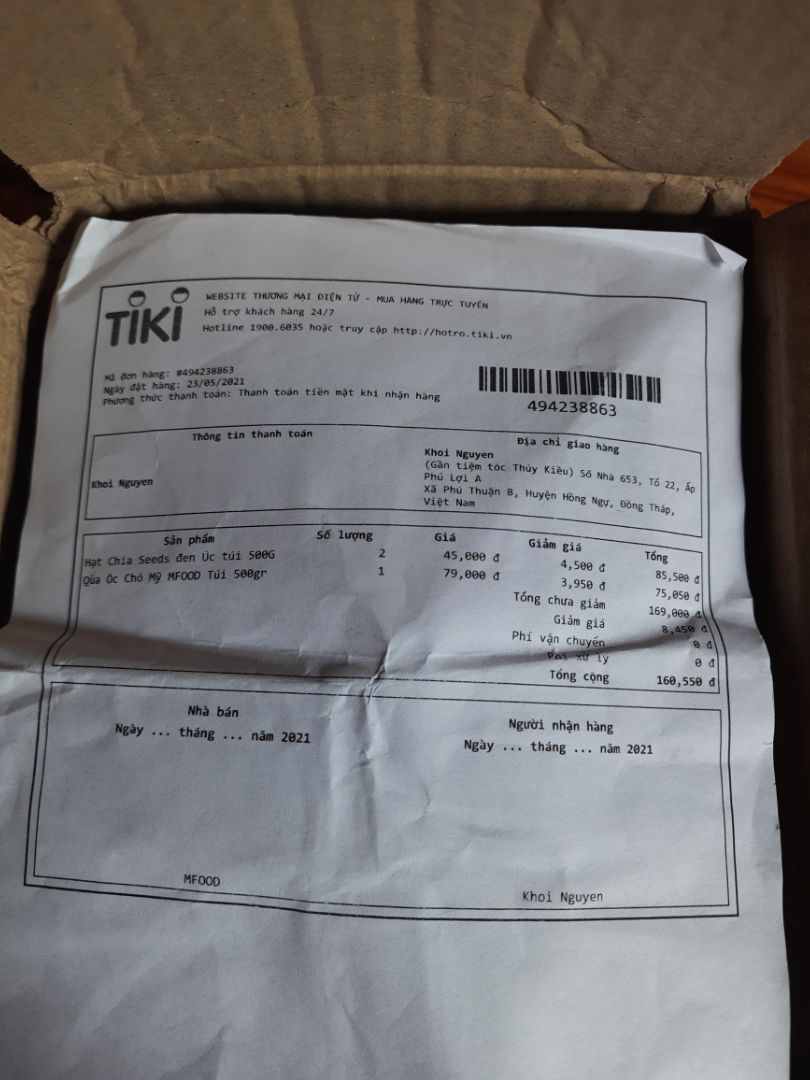 Đặt 2 túi Hạt chia chỉ nhận được 1 túi, yêu cầu giao bù lại cho đủ đơn hàng, tôi tin tưởng tiki cũng như cửa hàng mới đặt mua.Mong xử lí nhanh sự việc và khắc phục.