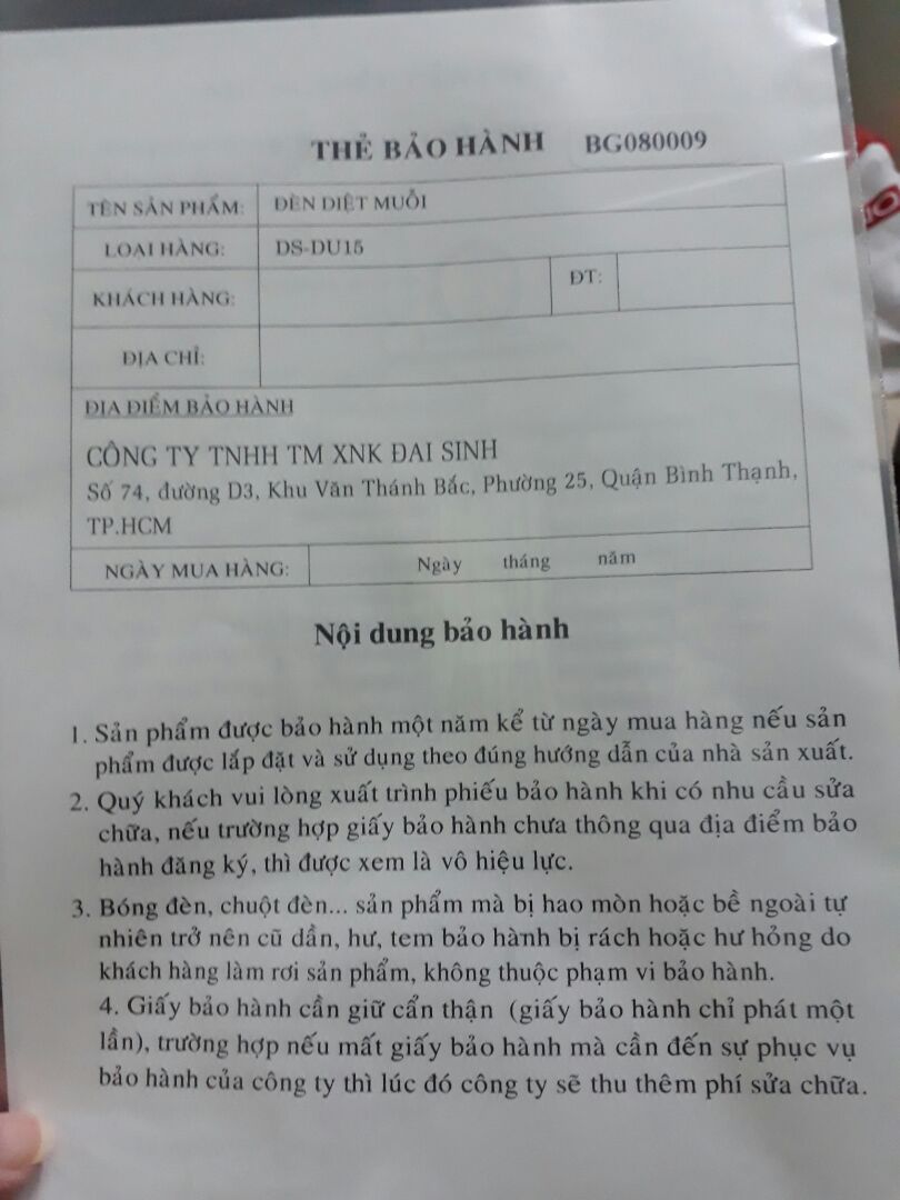 Đã nhận và xài thử, đèn nhìn sang, bắt đc nhiều muỗi, bảo hành 1 năm lận. Tiki giao hàng nhanh, đóng gói cẩn thận.