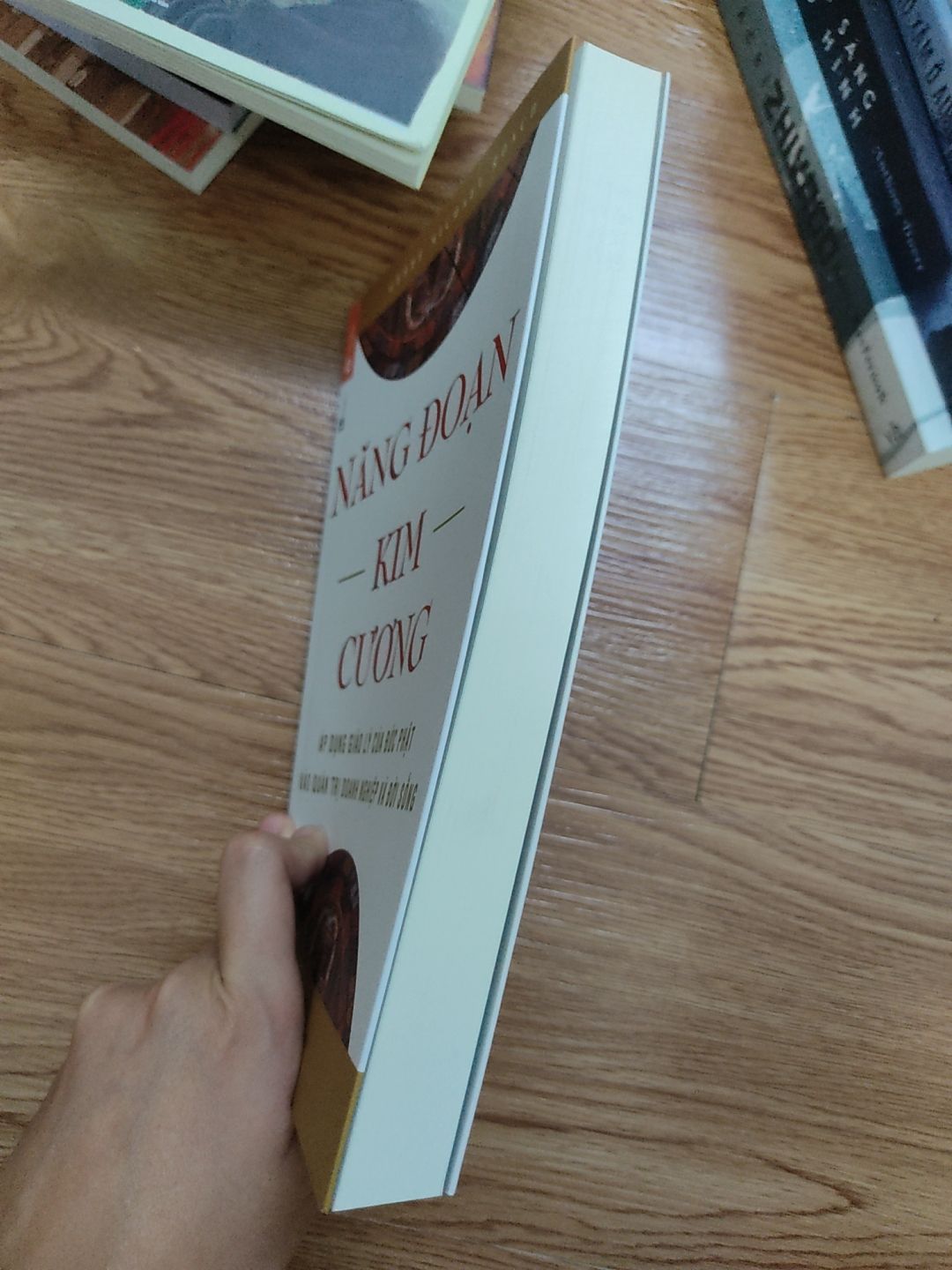 Đợt này mình mua lúc giao hàng nhìn hộp giấy bị rách thảm thương mà lo không biết sách có bị gì không. May mà không sao, chất lượng vẫn còn tốt. Cuốn này được bọc kiếng nên vẫn còn sạch đẹp.