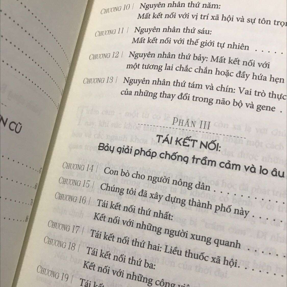 Cuốn sách thiết thực nhất cho những ai đi tìm con đường chữa trầm cảm k dùng thuốc. Sự tái kết nối với bản thân và quá trình tìm lại năng lượng, hay quá trình định vị lại tinh thần, cái tôi và không là ai cả. Johnny Trí Nguyễn có dùng 1 hình ảnh ví von rất dễ hiểu về trầm cảm. Đầu mình nó là cái màn hình, suy nghĩ là cái được chiếu lên màn hình. Trầm cảm là một bộ phim buồn u uất mình chiếu từ ngày này sang ngày khác, và mình cứ xem. Mà k hề hay biết những suy nghĩ cạn năng lượng đó đang kéo mình xuống, xuống, xuống. Ở đây, sự tái thiết k phải là cố gắng đi lên, đi lên, đi lên. Mà tìm cách bù đắp lại năng lượng đã mất. Có thể từ nguồn năng lượng phát sinh mạnh mẽ nhất, tác giả đưa ra ở phần sau của sách là Thiên nhiên. Hãy dựa vào mẹ thiên nhiên để được vỗ về. Tắm rừng, nối đất, để mình dc mặt trời chiếu sáng. Hít thở và thải bỏ những tiêu cực đã thành lắng cặn trong gan phổi, nội tạng. Tác giả là ng chiến đấu với Trầm cảm hàng chục năm, cũng đã phát điên khi k có thuốc và ông đã bộc bạch hết kiến thức và trải nghiệm của mình. một cái nhìn khoa học và giàu trải nghiệm. Hi vọng, những ai đang chưa cân bằng dc sức khoẻ tinh thần cho mình có thể tìm dc những hướng dẫn hữu hiệu từ cuốn sách.