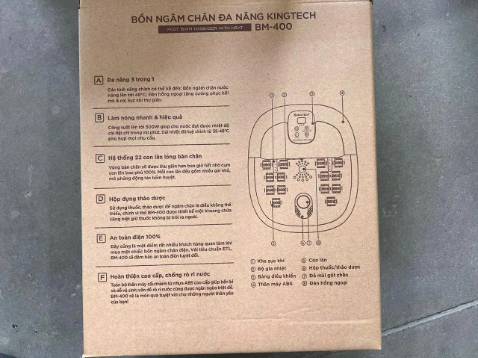 Hộp siêu đẹp. Bồn massage bằng nhựa rất nhẹ nhưng lại chắc. Đổ nước vào không thấy rò gì, điều khiển bằng tiếng Việt nên dễ sử dụng. Nhiệt độ làm nóng nước tối đa thấy đọc là khoảng gần 50 độ nên ai cần ngâm thảo dược có thể nấu nước trước rồi pha vào. Thích nhất là nhiều con lăn massage, cả bàn chân chỗ nào cũng có con lăn nên dễ chịu lắm. Ngâm trước khi ngủ hoặc sáng sớm đều được, tinh thần tốt hơn mà xả stress rất tốt.