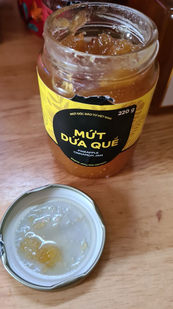 this pineapple jam tastes excellent. don't taste the other ingredients but I love supporting local producers.