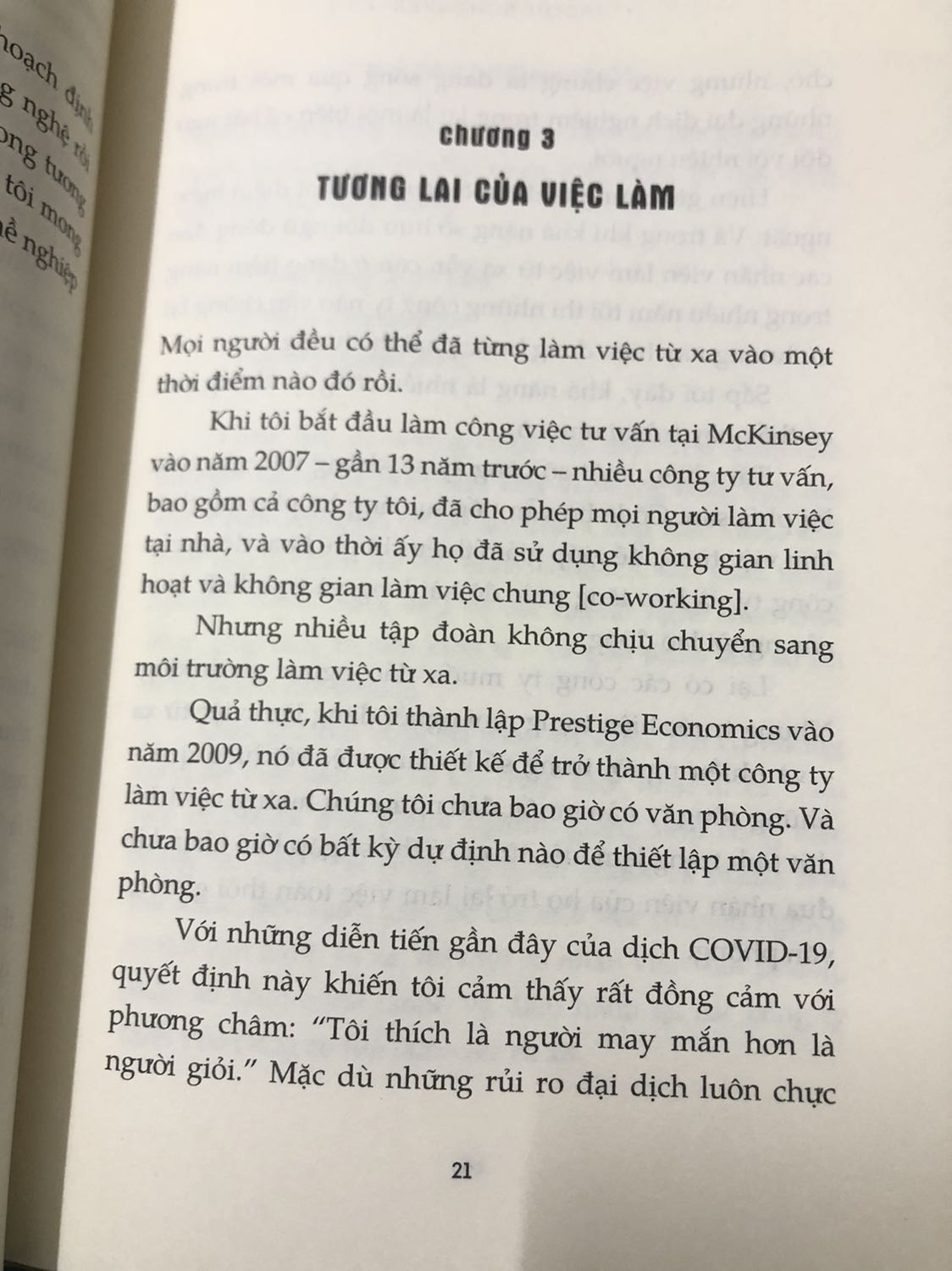 Nội dung sách phân tích, dự đoán về các vấn đề xã hội cũng như kinh tế sau dịch Covid. Sách xuất bản năm 2020 nên nếu đọc ngay thời điểm bây giờ thì có thể đánh giá được những dự đoán của tác giả ngay thời điểm viết sách có đúng không. Phần lớn sự phân tích, đánh giá và ví dụ đều dựa trên cơ sở nền kinh tế hay chính trị của nước Mỹ nên nội dung không được bao quát cho lắm.