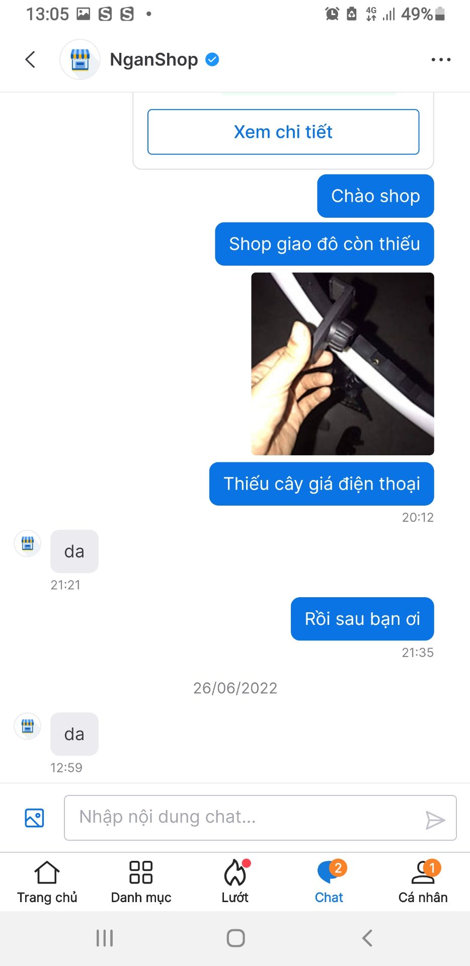 mua thiếu hàng hỏi shop cứ dạ không xử lý