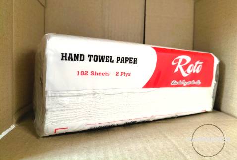 giấy ROTO 102 tờ / cuộn 2 lớp, KHĂN GIẤY LAU TAY dai, mịn, không tan trong nước HSD 5 năm kể từ NSX, size 216.mmx200.mm