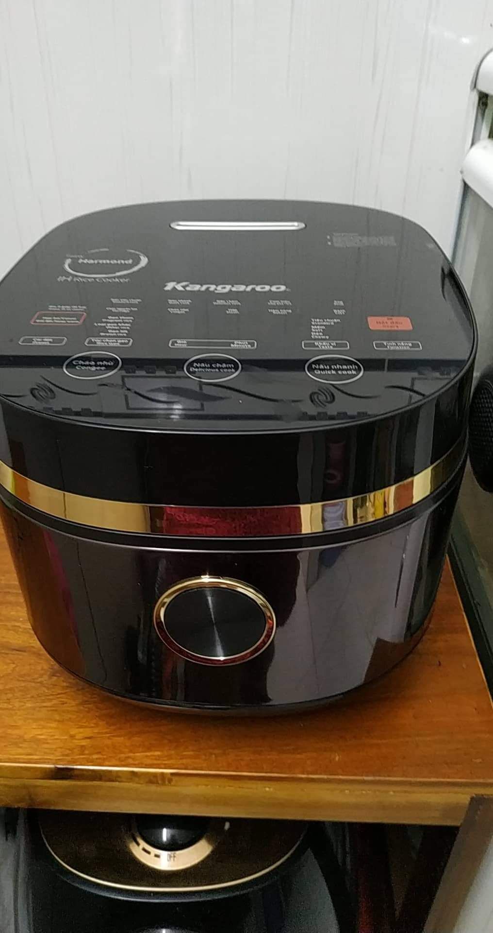 Mẫu mã nhìn cũng được nhưng chất lượng quá kém. 
Nấu cơm mở nồi nước chảy quá trời.
Chọn nấu nhanh cơm bị nhão nhoẹt.
Cắm điện vào hoạt động thì bị rò điện quanh nồi trừ nút bấm, giật bắn cả mình.
Quá kinh khủng.