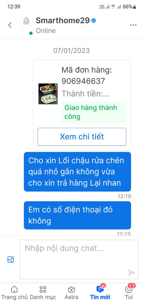 Không dúng satn phẩm n
Chậu rửa quá nhỏ không bừa