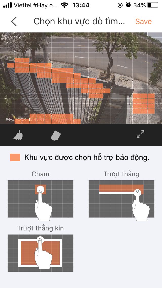 Cảnh báo khu vực có chuyển động không đúng. Không có chuyển động trong khu vực định sẵn cũng báo. Mặt dù đã hạ mức độ nhạy xuống mức thấp nhất.