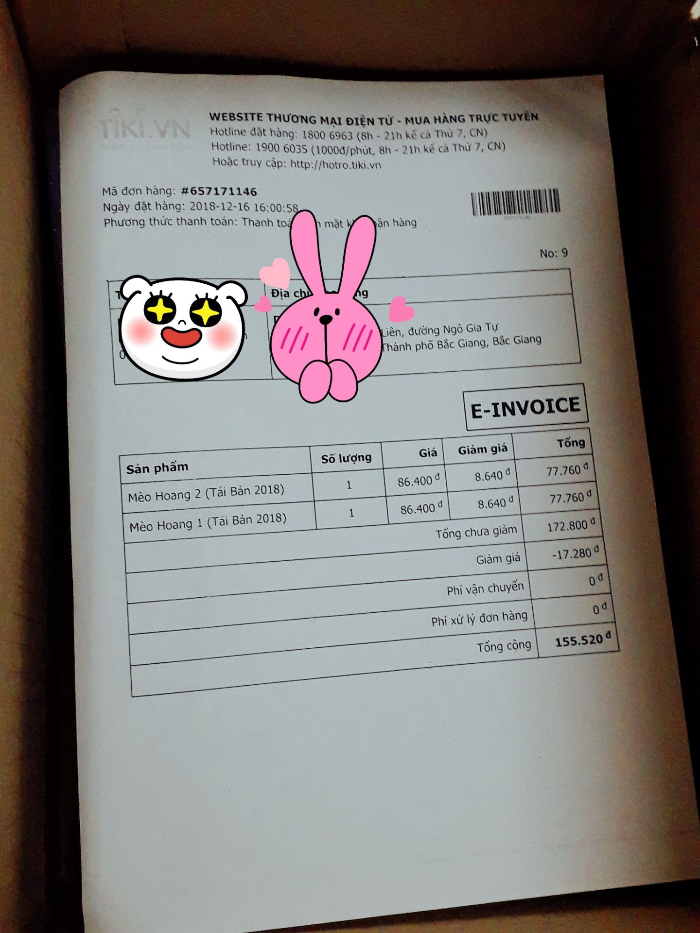 Không thể hài lòng hơn, vừa mới đặt chiều hôm CN mà sáng thứ 2 đã có hàng r, mà rõ ràng mình tận ngoài Bắc trong khi Tiki tận TPHCM, tốc độ giao hàng chưa đầy 1 ngày từ Nam ra Bắc.