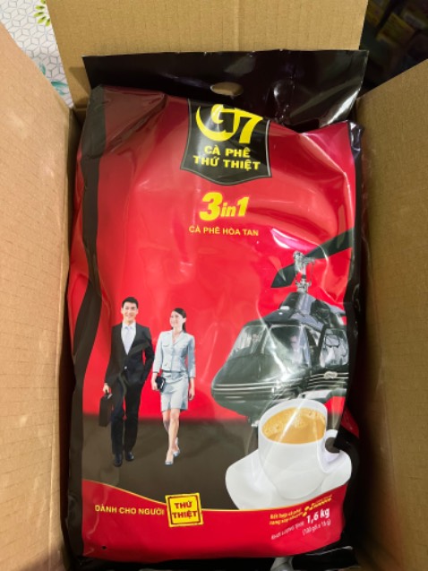 Tiki đóng gói thì ok rồi. Xử lí đơn hàng nhanh. Cf G7 thì đã uống từ rất lâu nên k phải bàn về chất lượng Tiki đóng gói thì ok rồi. Xử lí đơn hàng nhanh. Cf G7 thì đã uống từ rất lâu nên k phải bàn về chất lượng
