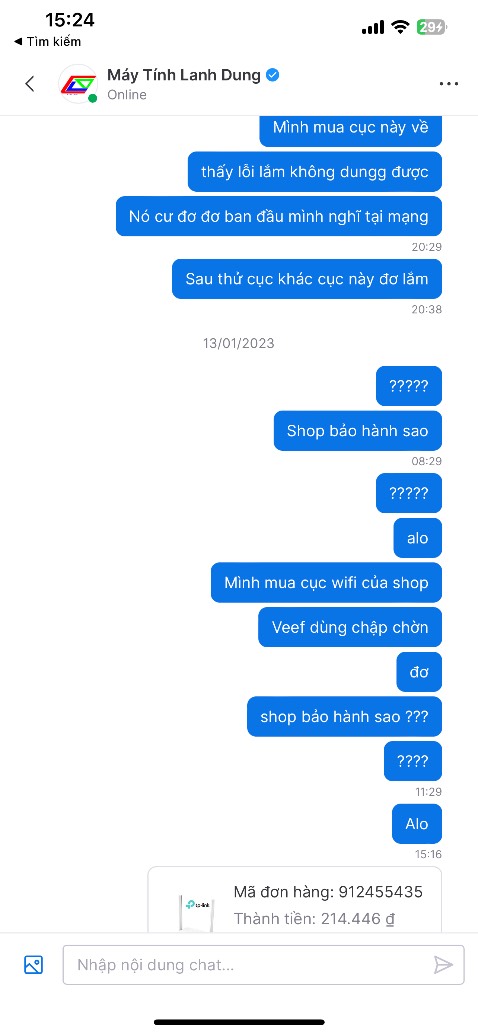 Cục Wifi này đểu quá về dùng lác thay cục khác dùng mạng bình thường- bán hàng xong khách nhắn tin khôg thèm trả lời . Khuyên mọi người nên ra mediamart hoặc thế giới didong dienmay xanh cho đảm bảo ạ