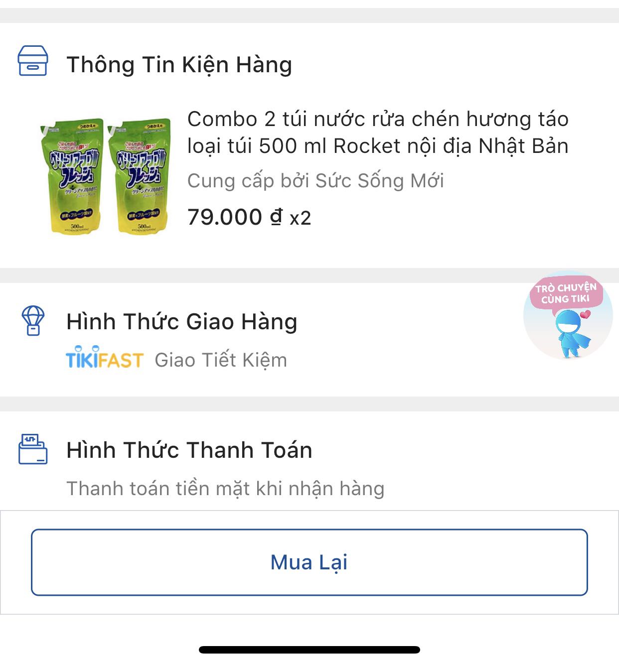 Mình đặt 2 combo nhưng khi giao lại chỉ 1 combo nhưng vẫn tính tiền 2 combo. Vì dịch bệnh covid nên mình thanh toán tiền nhanh chóng sau đó về nhà mới kiểm tra hàng. Lần đầu tiên mình mua hàng Tiki bị như vậy.