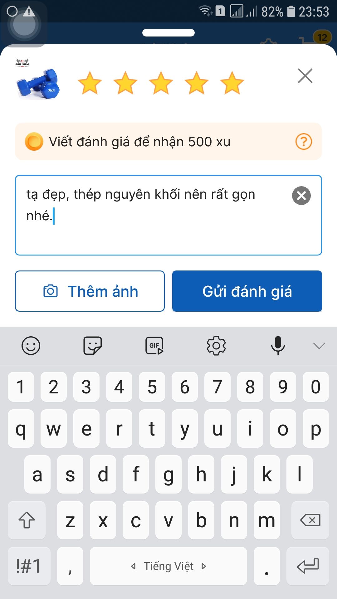 tạ đẹp, thép nguyên khối nên rất gọn nhé.
