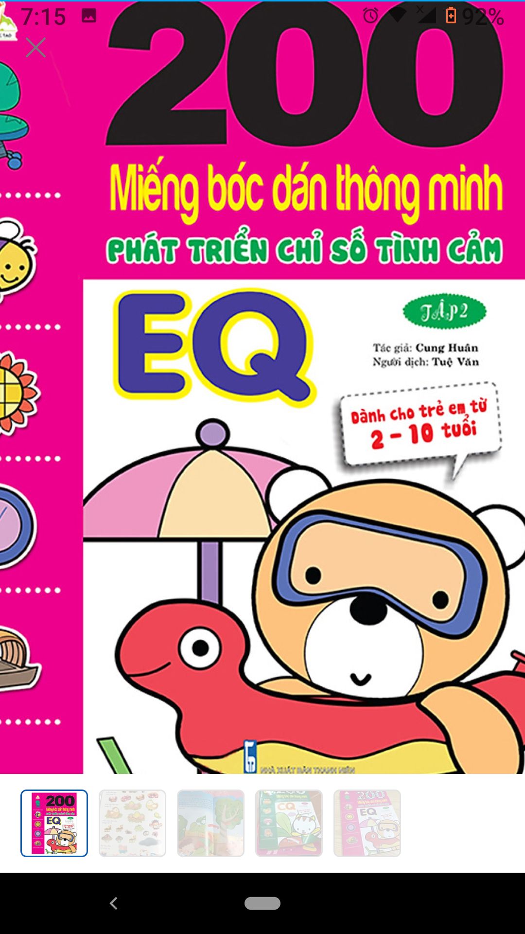 bóc dán, bé vừa được xem hình ảnh vừa được làm, rất thích