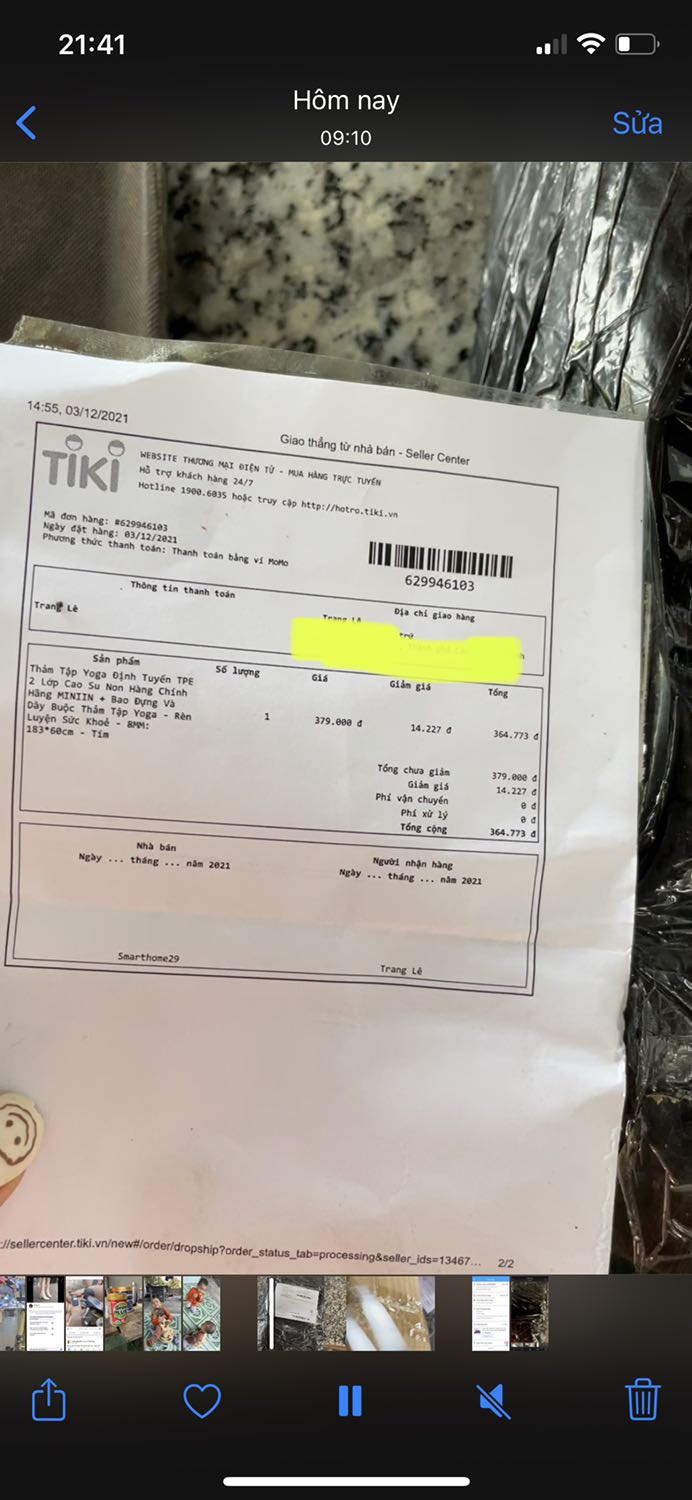 Mình đặt thảm tập yoga và đã thanh toán online. Nhưng shop giao nhầm cái khác, nhờ shop kiểm tra và gửi lại hàng cho mình.
Mã đơn hàng: 629946103 Mình đặt thảm tập yoga và đã thanh toán online. Nhưng shop giao nhầm cái khác, nhờ shop kiểm tra và gửi lại hàng cho mình.
Mã đơn hàng: 629946103