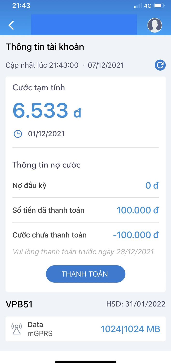Mình ở Q8, HCM. Mua sim 6 tháng, Shop vừa kích hoạt thì dùng thấy tạm (~10Mbps) dc 2 ngày, sang ngày thứ 3 chậm rì (~2Mbps). 

Tải app My Mobiphone thì như hình dưới, (sim 6 tháng mà app hiển thị như sim 1 tháng), đang liên hệ shop giải quyết, ko biết có bị *** ko :(