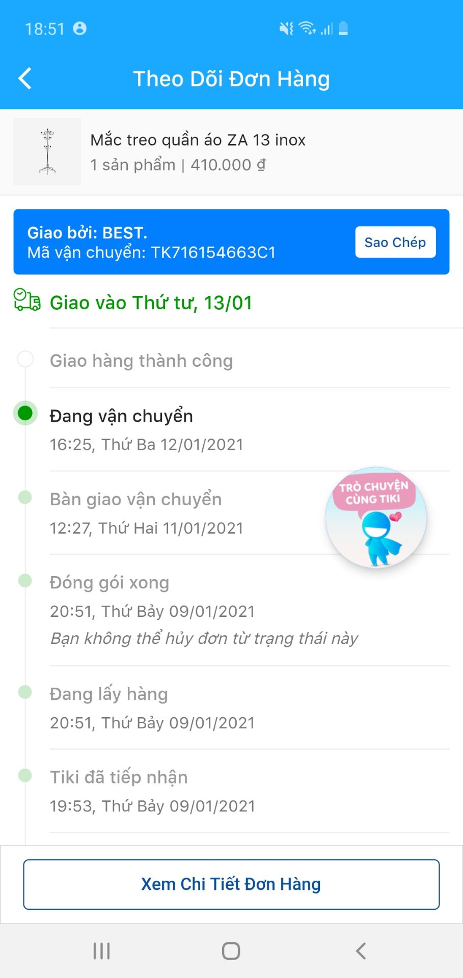 sản phẩm ok, rẻ, giao hàng nhanh. Đề nghị tiki kiểm tra đơn hàng móc áo inox xuân hòa.Đối tác vận chuyển best rất vô trách nhiệm, đã hai lần đặt hàng mà không giao. Tẩy chay công ty Best, tiki không có động thái sẽ mất niềm tin với khách hàng. Thân! sản phẩm ok, rẻ, giao hàng nhanh. Đề nghị tiki kiểm tra đơn hàng móc áo inox xuân hòa.Đối tác vận chuyển best rất vô trách nhiệm, đã hai lần đặt hàng mà không giao. Tẩy chay công ty Best, tiki không có động thái sẽ mất niềm tin với khách hàng. Thân!