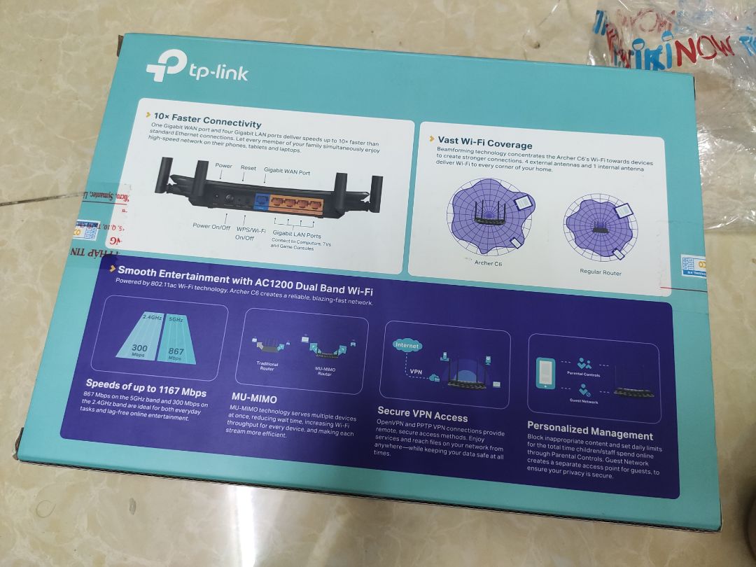 Router tốt. Dễ setup. tuy nhiên các bạn đừng quá mong chờ vào sóng 5g của con này (hay bất kỳ con router băng tần kép nào) vì sóng 5g khá bất ổn. 

Mình setup con này chạy băng tầng kép có chức năng tự chuyển đổi tần sóng để phù hợp với vị trí kết nối. Tuy nhiên *** game thì ping ko ổn định và mình phải tắt hẵn sóng 5g luôn thì mọi thứ bt. 

Tóm lại, giá ổn, có mã giảm nên cũng ko quá đắt. Tầm phủ sóng ổn, xuyên tường cũng không đến nỗi tệ. Xem youtube trên thiết bị điện thoại load mượt mà. Tuy nhiên để có trải nghiệm sóng 5g chơi game mượt mà bạn cần các model cao cấp hơn mẫu này.