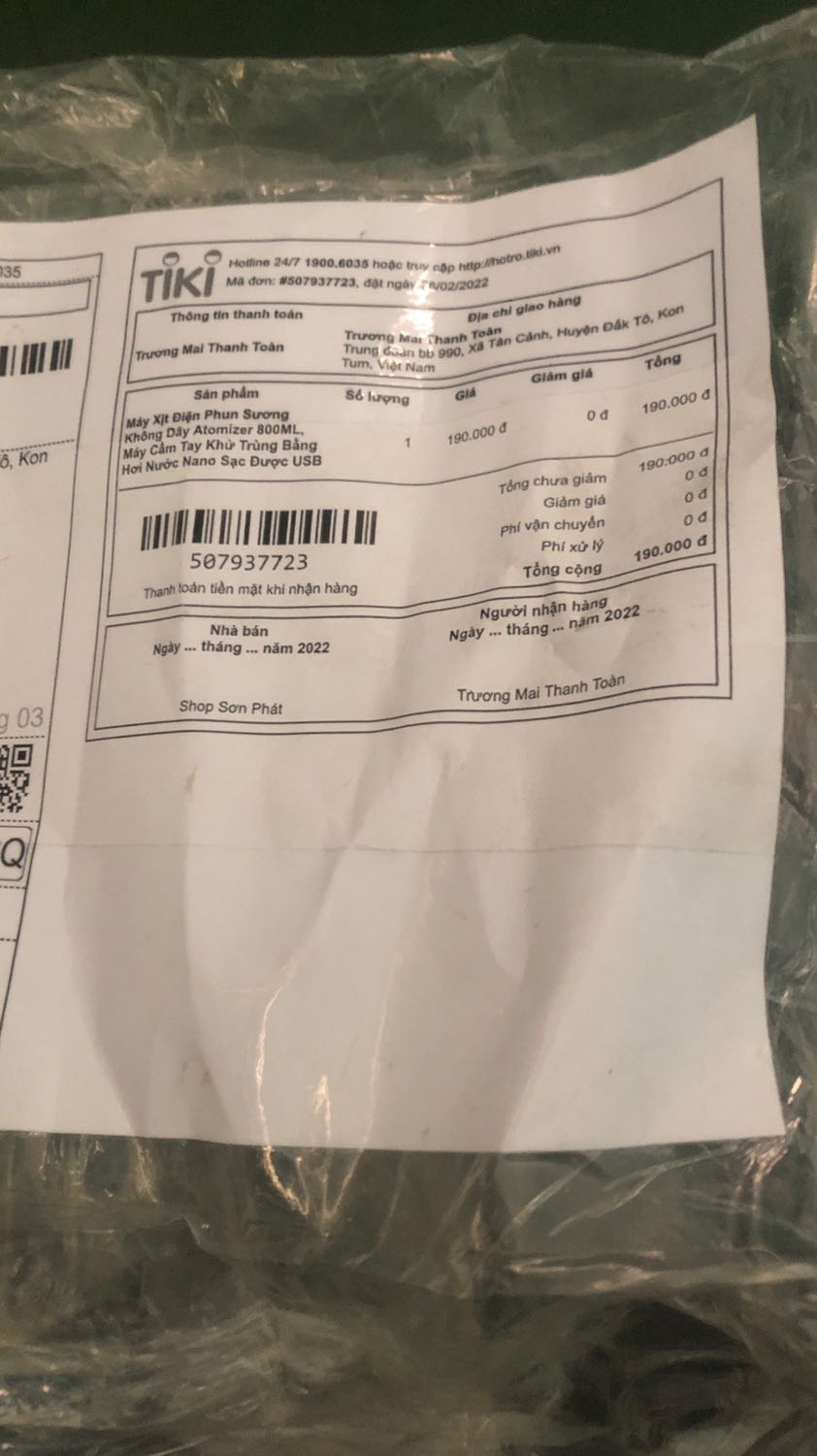 Giao hàng sai với đơn đặt 
Mua máy atomizer mà giao k5 pro