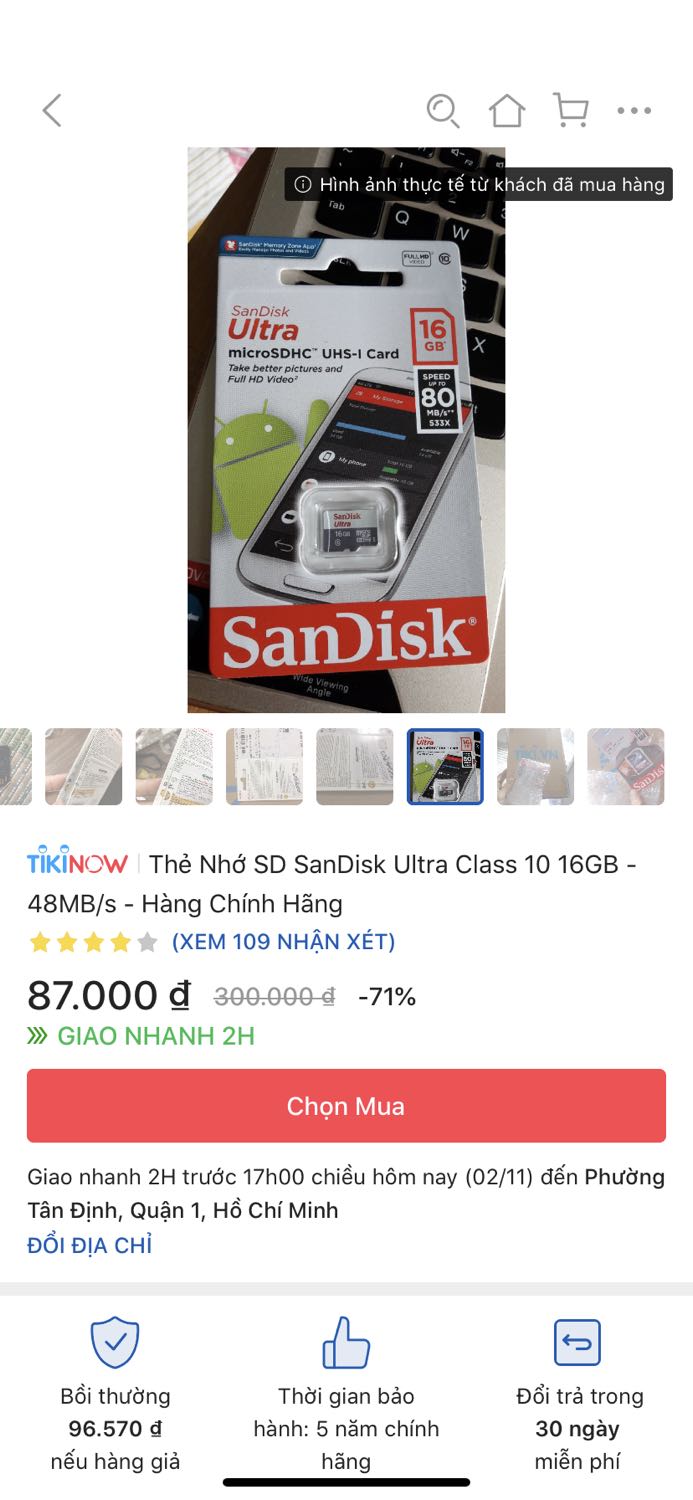 Hình ảnh khách chụp sai mà bộ phận duyệt cũng duyệt, cái mình cũng bị lầm, mắt nhắm mắt mở không để ý tên nên order về dùng không được.
Thẻ này dành cho máy ảnh, mọi người lưu ý. Nchung cũng lỗi của mình nên cũng không trách ai được :)) có điều Tiki nên gỡ cái hình không liên quan kẻo confuse khách sau.