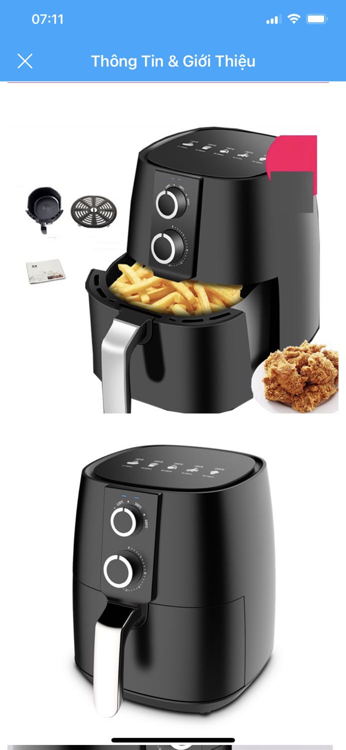 Giá rẻ. Nhiệt độ theo hướng dẫn không chính xác, phải tăng cao lên và lâu hơn! Nhưng nhìn chung là đồ ăn ngon!
Giao thiếu hàng (lưới hứng dầu), phải chờ hơn 1 tuần mới nhận được!
Rắc cắm 3 chấu chéo chưa biết mua ở đâu để cắm cho tiện, hiện tại phải nốt với ổ điện dài khá bất tiện và mất thẩm mỹ bàn bếp.