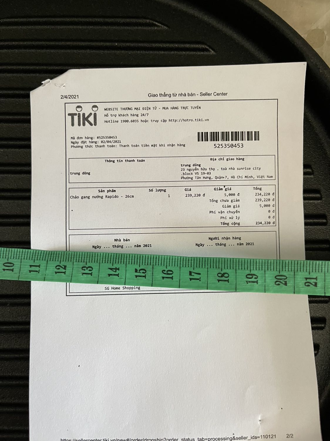 Rất không hài lòng , mua chảo 26cm giao 24 cm . Yêu cầu đổi trả . Gây phiền phức cho khác hàng