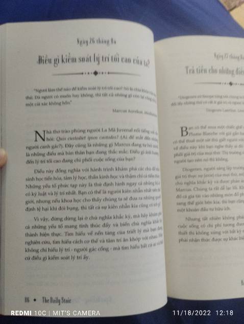 1 quyển sách có giá trị, rất đáng để đầu tư tiền bạc và thời gian cho quyển sách. Cảm thấy may mắn vì được tiếp cận với chủ nghĩa khắc kỷ.
