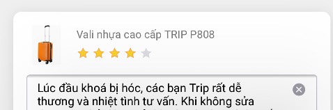 Lúc đầu khoá bị hóc, các bạn Trip rất dễ thương và nhiệt tình tư vấn. Khi không sửa được đã chủ động gửi khoá mới cho mình. Rất thích cách bảo hành của Trip