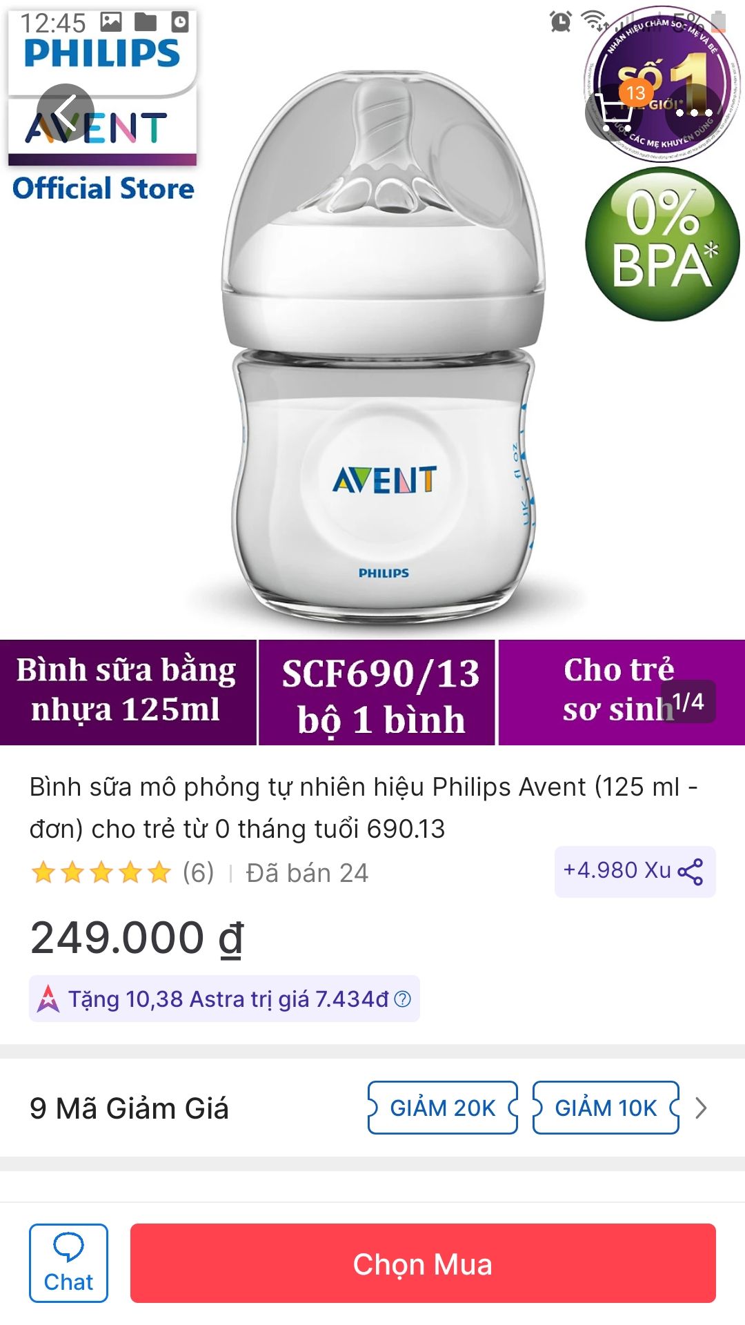 Sản phẩm như hình, hàng chính hãng, giao nhanh. bé mới tập bú nên chưa hợp tác