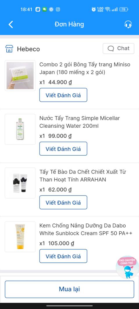 Shop như này thì không uy tín rồi. Giao sai hàng (thiếu lọ nước  tẩy trang simple & thừa bông tẩy trang). Làm tự dưng mất tiền mà chả làm được gì. Nhắn tin thì ko trả lời, ko giải quyết thế này. Thì sau này khẳng định ko quay lại được đâu ạ. Đấy là còn chưa nói đến chất lượng hàng của shop đâu
