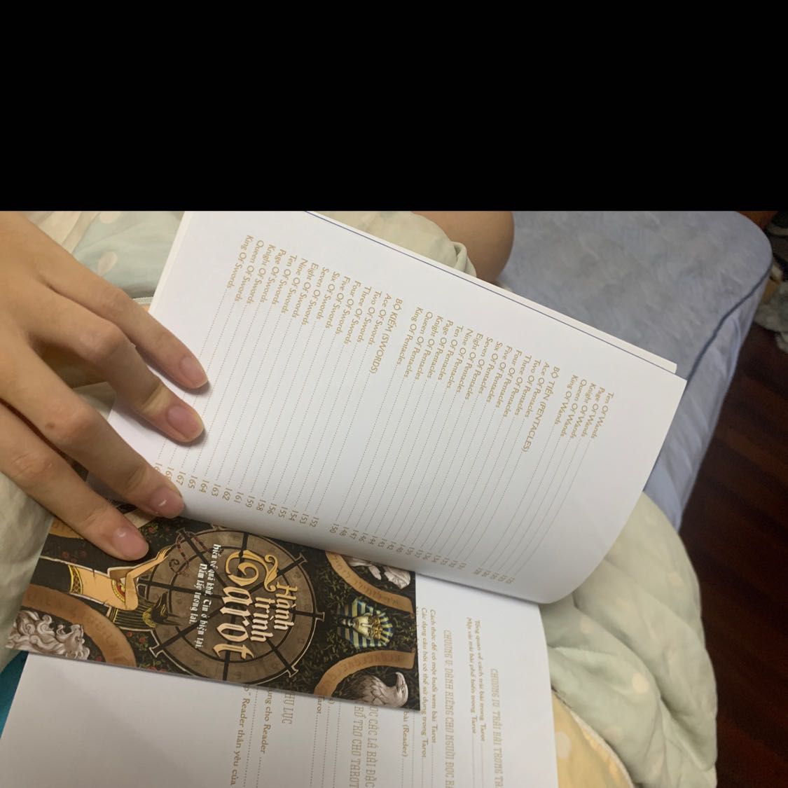 Sách đuợc bọc kiếng đẹp. Nội dung giải thích và hướng dẫn coi thông điệp của các lá bài. Chữ in màu xanh khiến mình hơi khó chịu