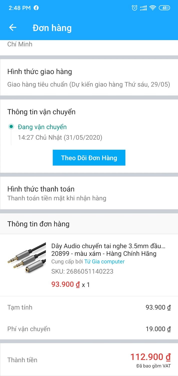 Mình từng mua ở shop 1 lần rồi, nên tin tưởng. Giờ mua lần 2 thì lại giao không đúng với sản phẩm mình đã mua, mua Dây Audio chuyển tai nghe 3.5mm đầu cái sang 2 đầu Mic và Tai nghe đầu đực mạ vàng dài 20CM UGREEN mà giờ khi bóc ra thì lại là cáp bộ chuyển đôi đung cho đt laptop
