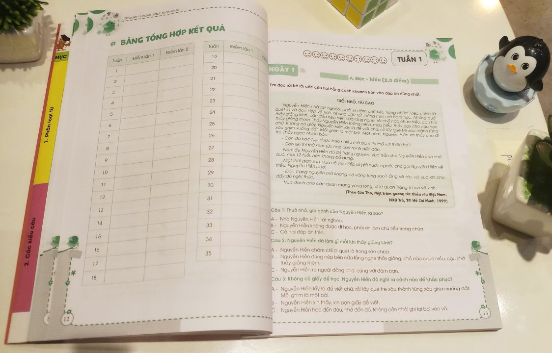 Sách in màu đẹp, thường tiếng việt không biết dạy con học môn Văn như thế nào dùng sách này ổn. Được chia ra các bài học nhỏ và có đáp án cuối sách tham khảo