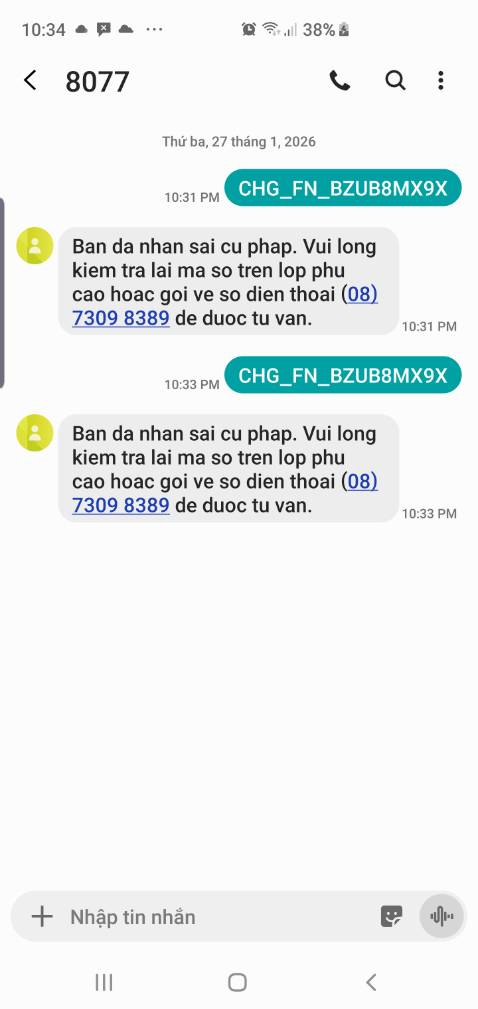 Sao mình truy xuất nguồn gốc lại báo sai mã nhỉ