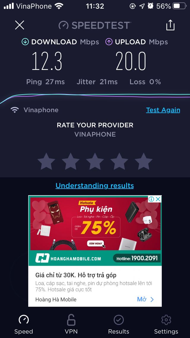Mới mua về, giao diện webUI,bìa hộp, HDSD toàn là tiếng Nhật. Kết nối 4G bằng sim vinaphone vd89 phát wifi tốc độ rất kém như hình. Thử 4G của sim vinaphone cùng iphone thì tốc độ 4G = điện thoại nhanh gấp 4 lần so với xài bộ phát wifi huawei này. Xin hỏi người bán là có phải unlock hay làm gì để đạt tốc độ tối đa 4G của sim.