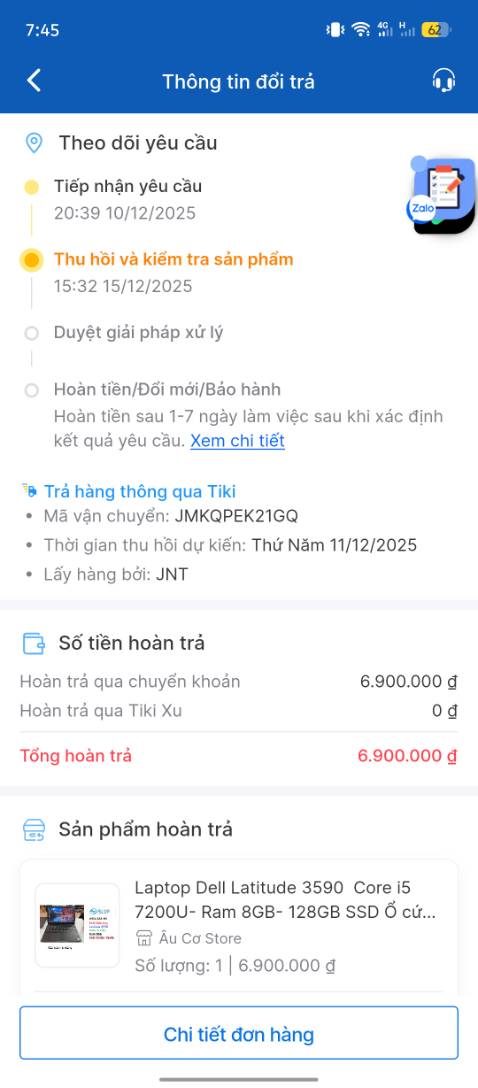 Cho hỏi ai vậy chuyện mà shop hôm qua nói mình tráo đổi hàng CR22512394172 là ko hề có nha shop như mình đã ghi đó nhận được hàng và mở hàng ra xem thấy khác với mô tả lên nhấn hoàn hàng luôn cho kịp thôi shop ơi