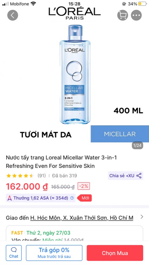 Tôi đặt sản phẩm shop ghi xuất xứ Pháp, sản xuất tại Pháp, nhưng giao hàng ghi nơi sản xuất Trung Quốc
Kỳ trc đã có sản phẩm tôi trả hàng rồi 
Kỳ này cũng vậy
Đề nghị shop trung thực khi bán hàng, *** DỐI , GIAN XẢO LÀ KHÁCH HÀNG ĐỀ NGHỊ ĐÓNG SHOP
Người giao hàng ko gọi ko nhắn giao hàng mà liệng trong sân, lỡ hư bể, bị mất, ai chịu trách nhiệm 
TÔI ĐỀ NGHỊ TRẢ HÀNG HOÀN TIỀN 
MẤT THỜI GIAN VỚI BỰC MÌNH