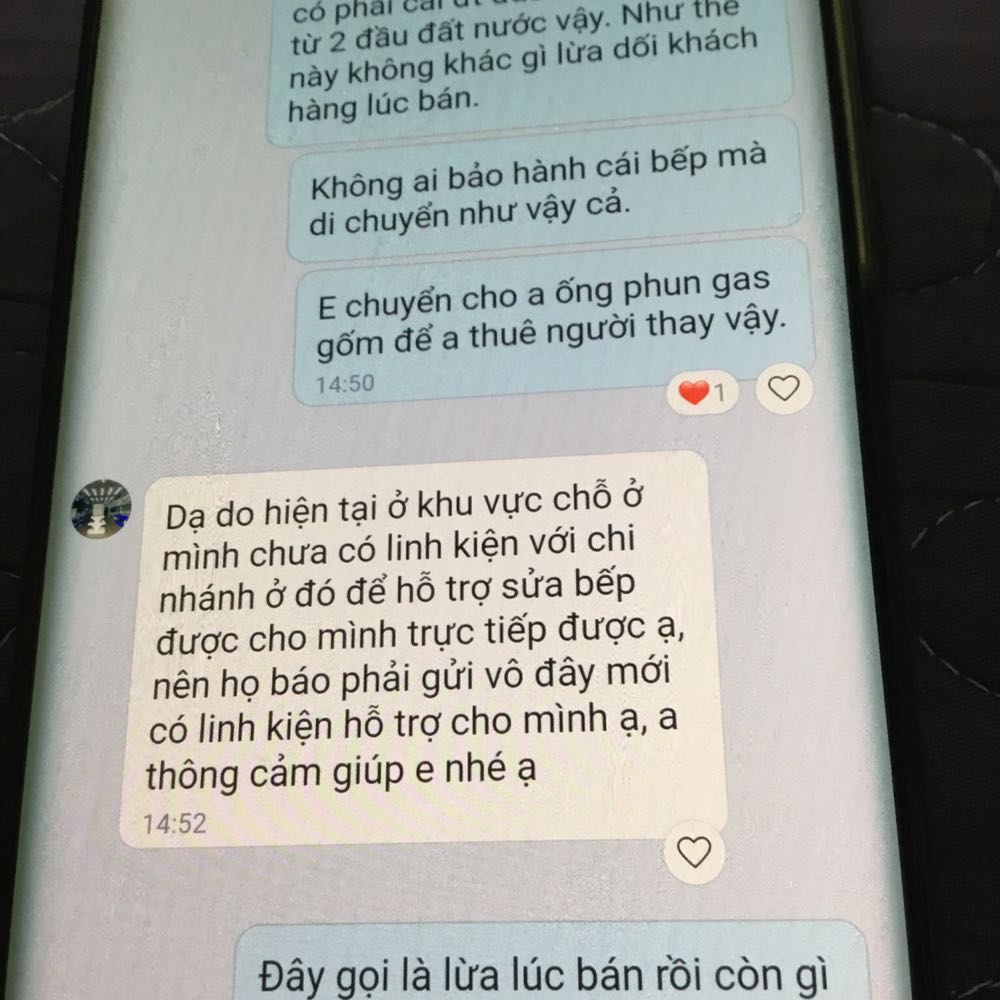 *** dối khách hàng, giờ nói chuyển cái bếp gas tận ngoài Tây Bắc vào tphcm bảo hành, mà chi phí khách chịu. Các bạn nên tránh xa shop này. Bán mà cũng không xuất hóa đơn cho khách.