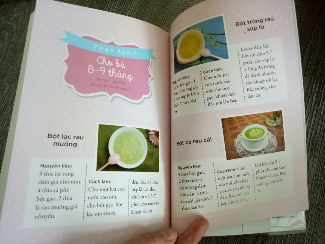 Giao hàng nhanh. Đóng gói cẩn thận. Có bọc sách, Sách mới. nội dung hữu ích chuẩn bị cho con ăn dặm, có thực đơn nhiều món phù hợp bé Việt Nam và các bản giá trị dinh dưỡng các món, cân nặng chiều cao của bé. Phần nội dung in trắng đen, phần sau in màu.