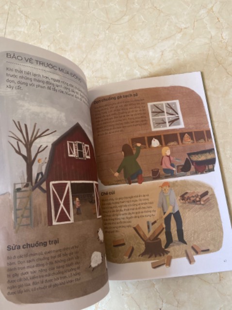 Sách có hình vẽ minh hoạ rất đẹp mắt, đọc xong chỉ muốn được đến nông trại như thế một lần trong đời để được trải nghiệm 😆