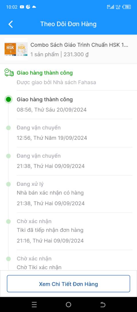 Hàng đặt từ 9/9 nhưng 20/9 mới giao tới nơi. Sách chất lượng tốt. Quyển học là quyển mùa, quyển bài tập đen trắng. Sách mới, thơm, xứng đáng 5 sao nhưng giao hàng quá chậm. Tổng thể 3 sao thôi. Nên mua của Fahasa. 🥰🥰🥰
